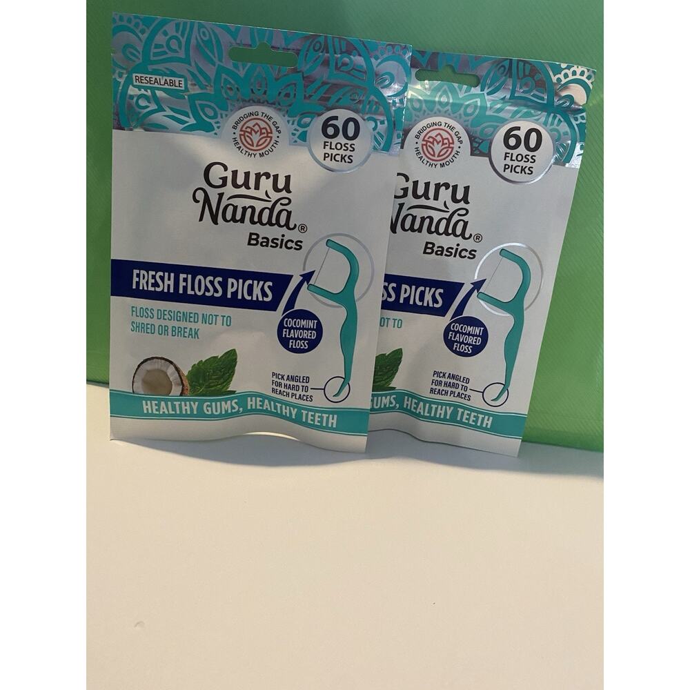 Guru Nanda Basics Dual-Line Thread Floss Picks 60 Count, Pack of 2